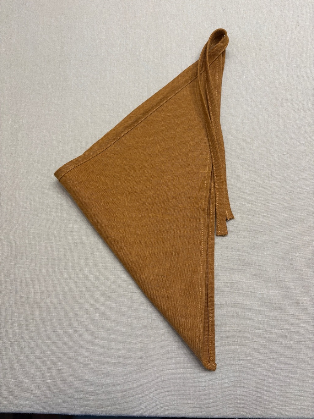 Linen Kerchief Bandana Scarf in Burnt Orange - Picture 6 of 7